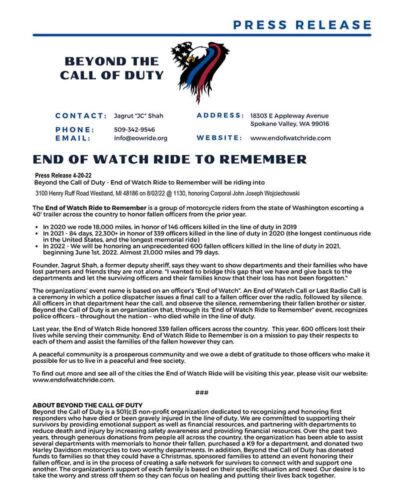 FILLABLE -  Beyond the Call of Duty Information Kit